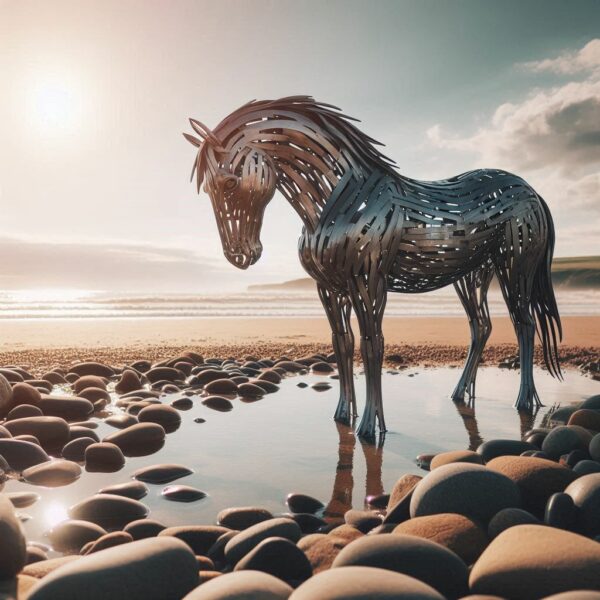 Metallpferd am Strand